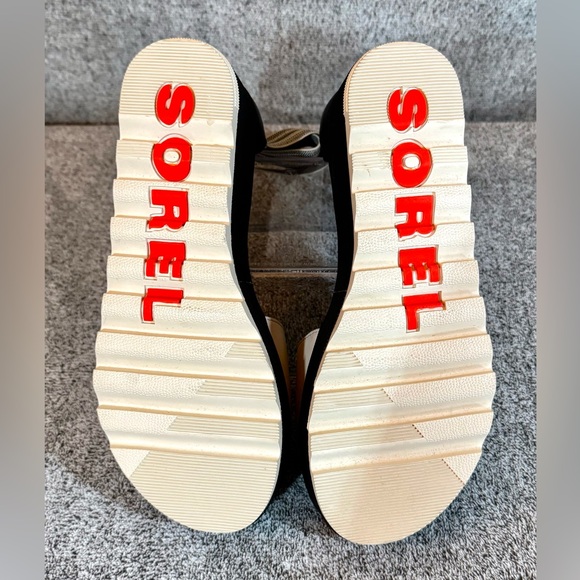 Sorel Women's Cameron Platform Ankle Strap Wedge Sandal Black White
Size 6.5 - Picture 5 of 6